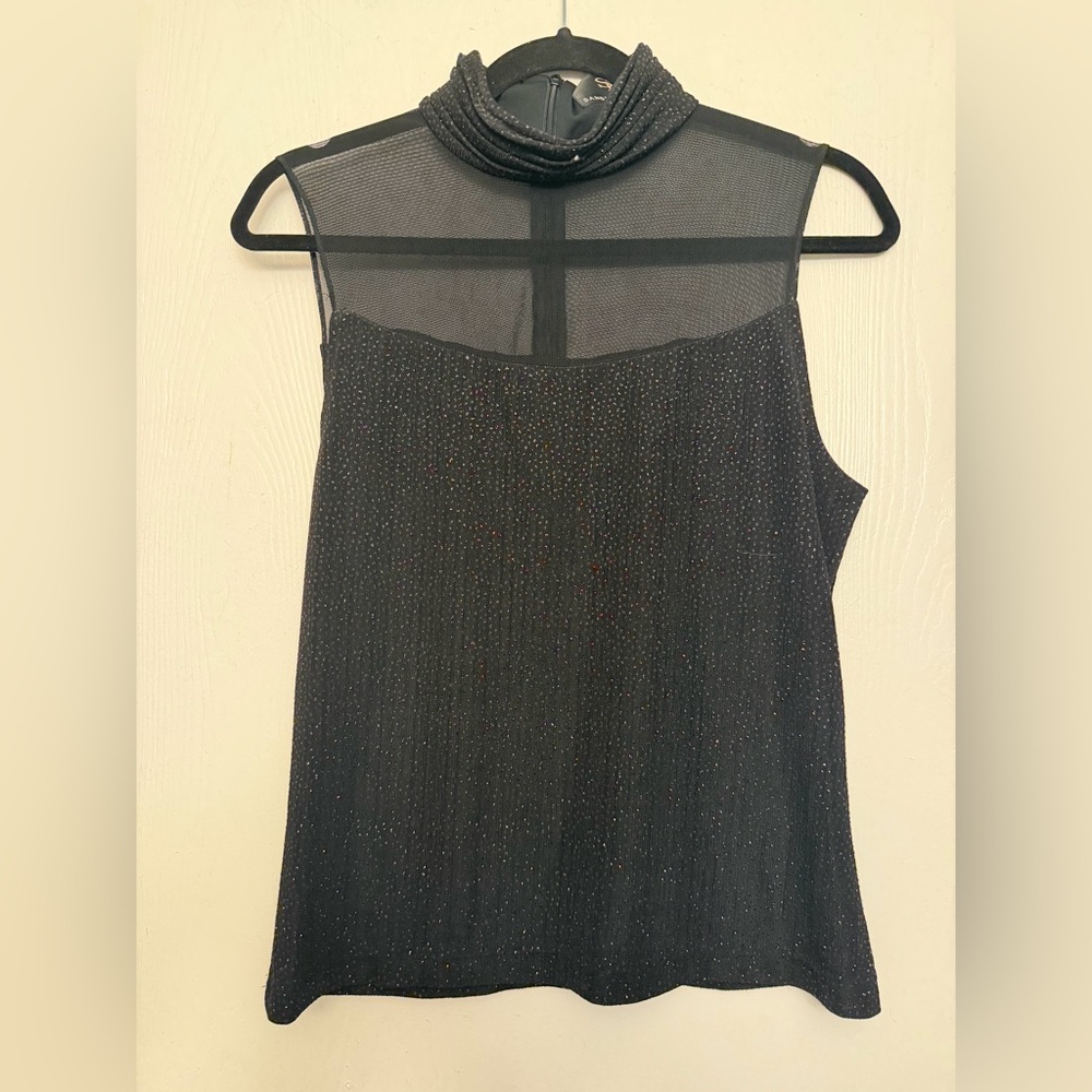 Sandra Darren Black Sheer Yoke Blouse
